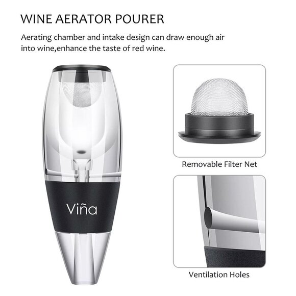 Deluxe Gift Set Wine Aerator Accessories Kit - Aerator Decanter, Corkscrew, More - Picture 3 of 7